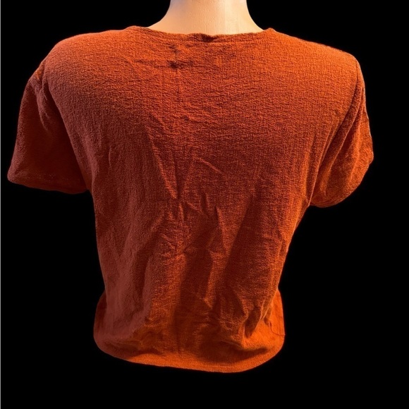 Madewell  Women’s Burnt Orange Tangerine Texture & Thread Wrap-Tie Top Medium - Picture 12 of 14